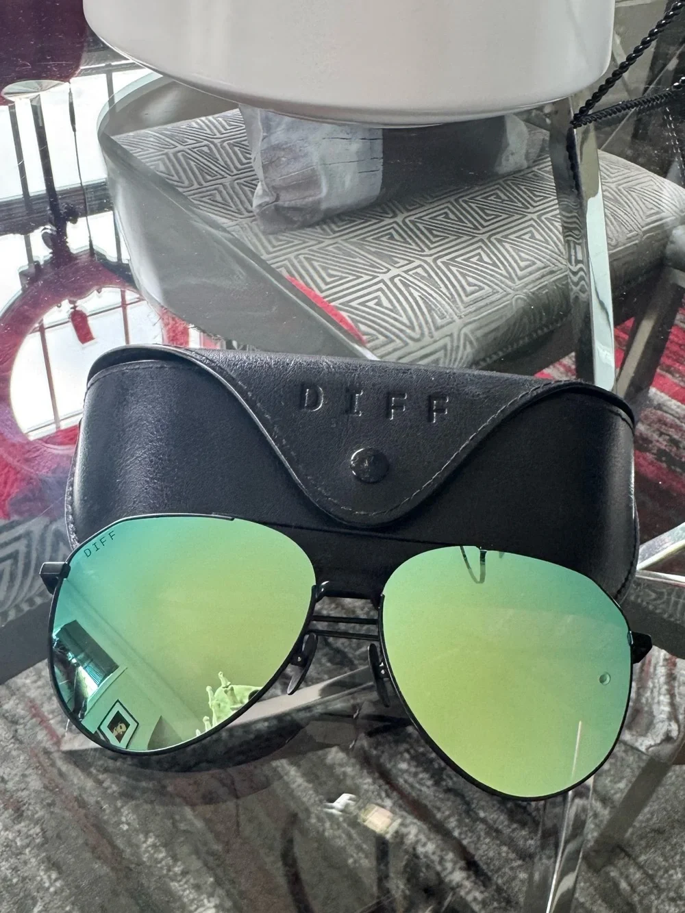 Diff Eyewear Dash Aviator Sunglasses in Green Mirror